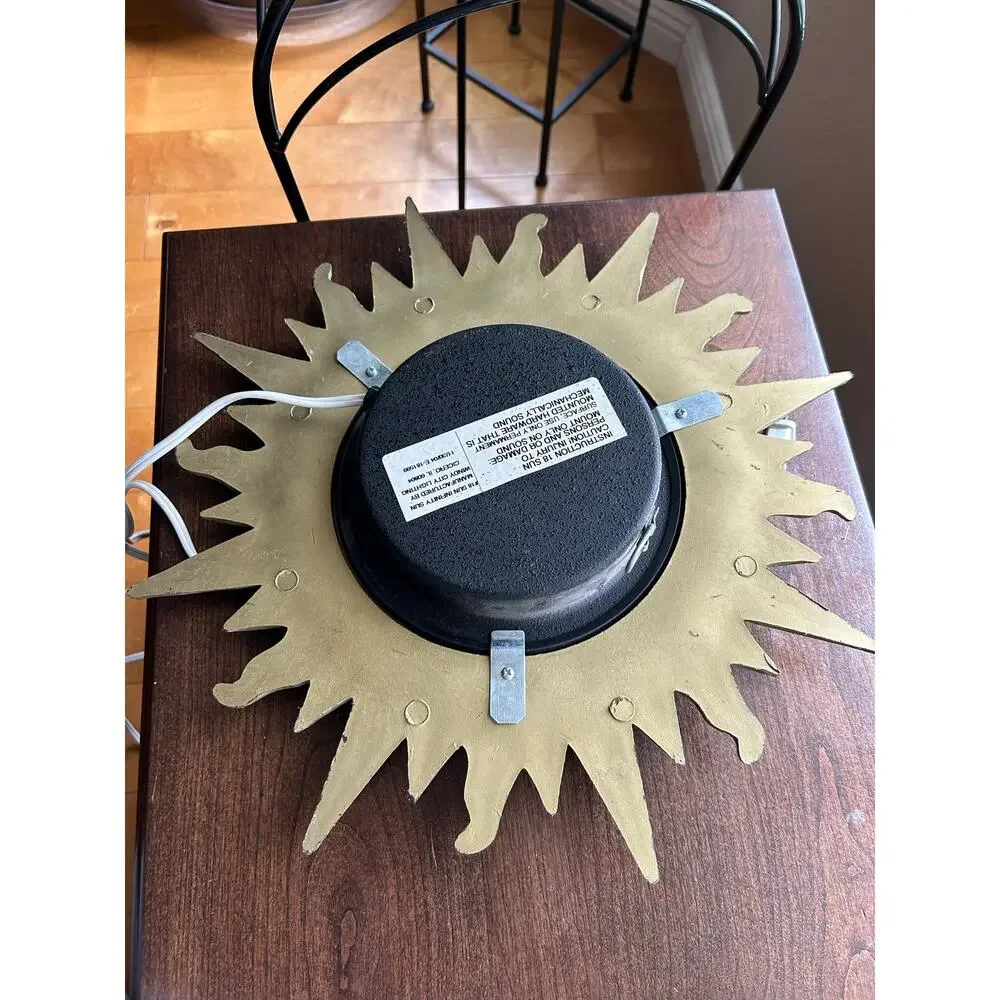 Vintage Rare Mid Century Modern Gold Luxe Sunburst Sun Star Infinity Mirror Lamp